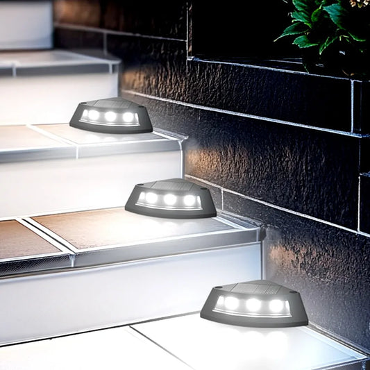 4pcs Waterproof Solar Step Lights Auto Switch Easy To Use Stair Lighting Solar Powered Warm /White Light Garden Walkway Light