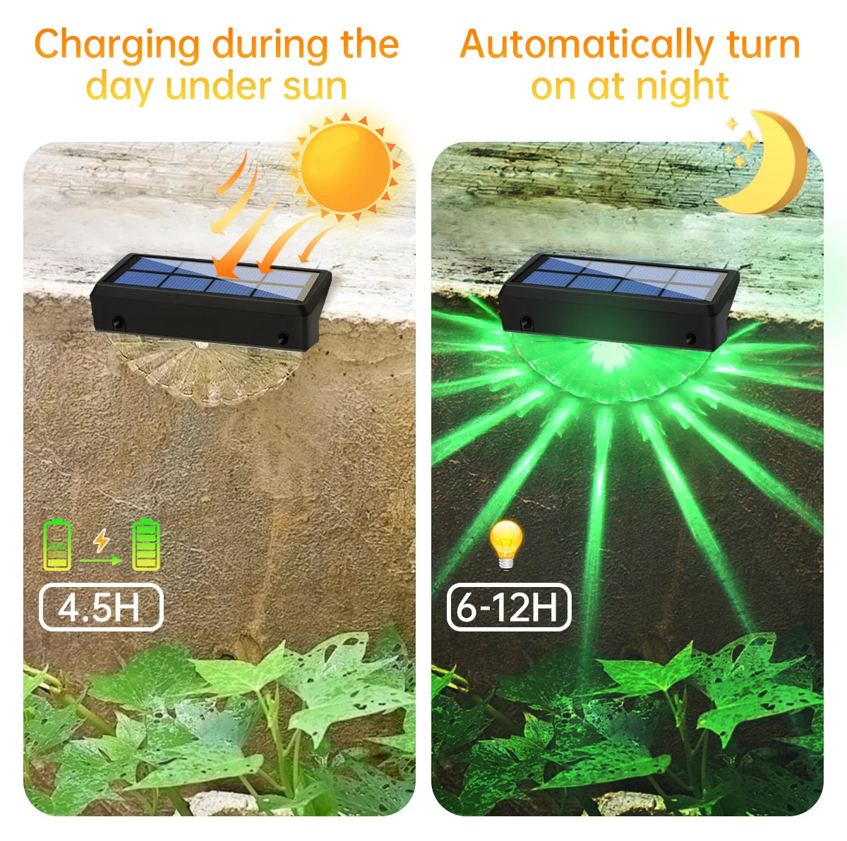Solar Deck Lights Outdoor Waterproof LED Lights for Patio Stairs Yard Garden Pathway Step and Fences Warm White/Color Changing
