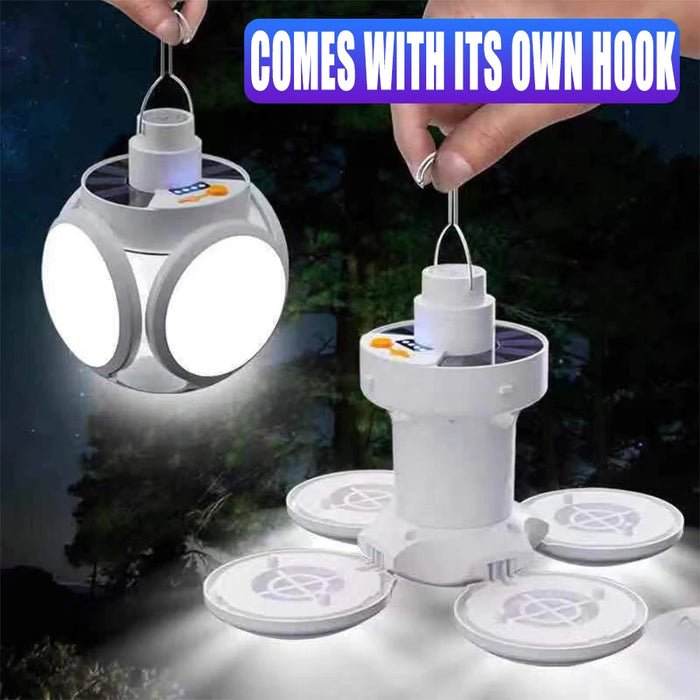 Solar LED Camping Lantern Tent Lamp With Hook Portable Outdoor Football Folding Light Emergency Hurricane Camp Lamp
