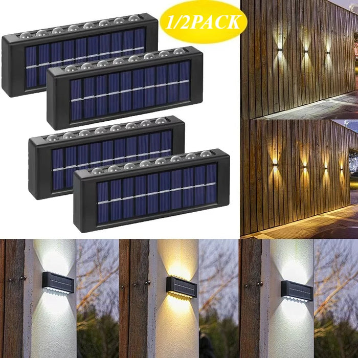 Solar Wall Lamp Outdoor Waterproof Solar Lights Up And Down Convex lens Lighting For Garden Street Landscape Balcony Outdoor Dec