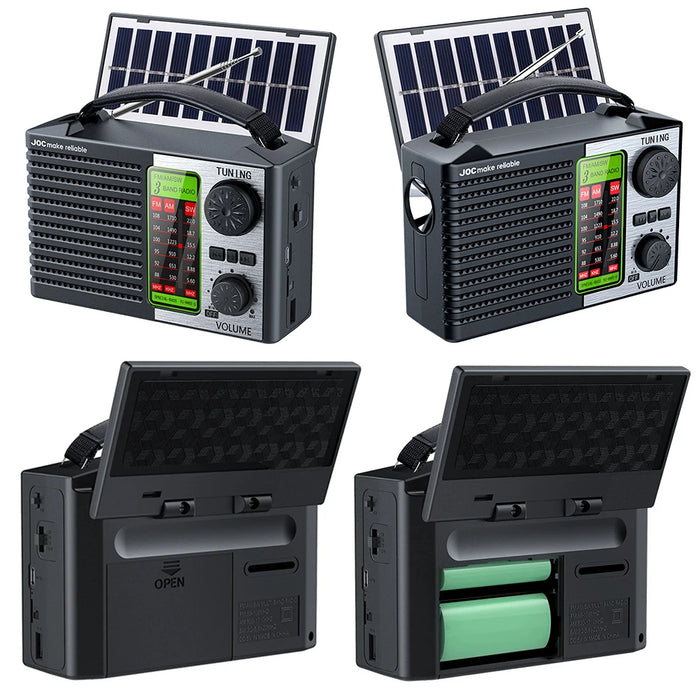 2000mAh Solar Power Radio Portable AM FM SW Weather Radio with LED Flashlight BT Speaker Full Band Radio Outdoor Emergency Radio