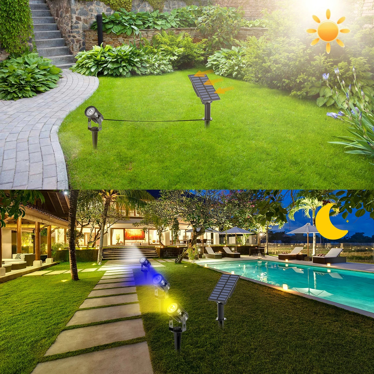 3000K/6000K Solar LED Light Outdoor Solar Spotlight Solar Garden Light Outdoor IP65 Waterproof Solar Power Light Wall Light