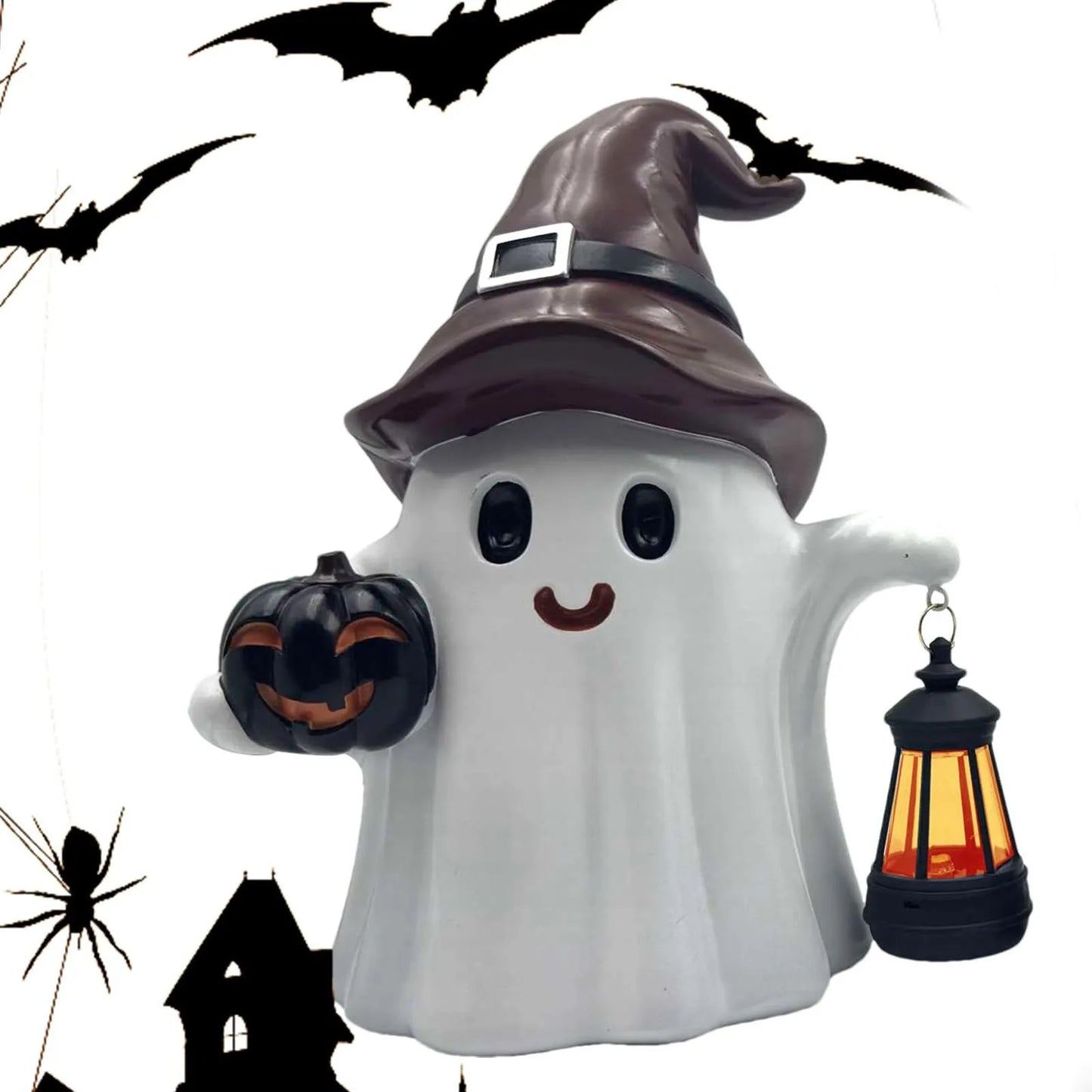 Halloween Ghost Lantern Ornament Solar Powered Design Light Nightlight Garden Sculpture Lights Cute Yard Holiday Decorations