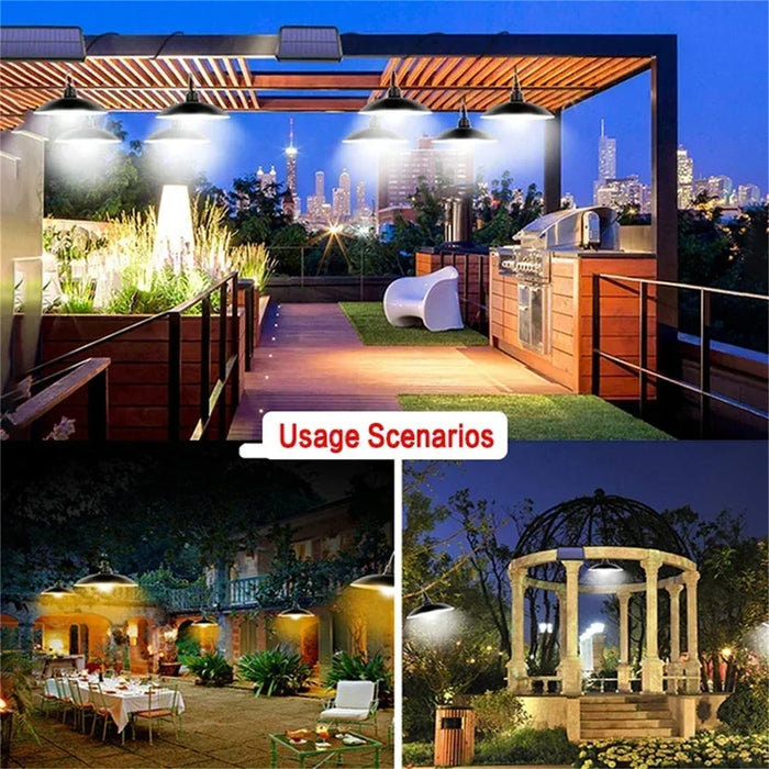 Solar Shed Lights Outdoor Indoor, Led Dusk to Dawn Battery Powered Pendant Lights, Waterproof Solar Hanging lamp for Gazebo Barn