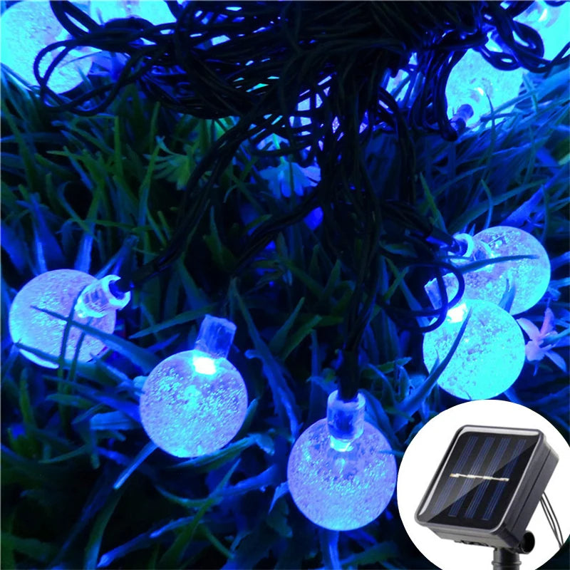 Solar Powered Crystal Ball LED String Lights Garlands for Christmas Outdoor Decoration.holiday Home Decor