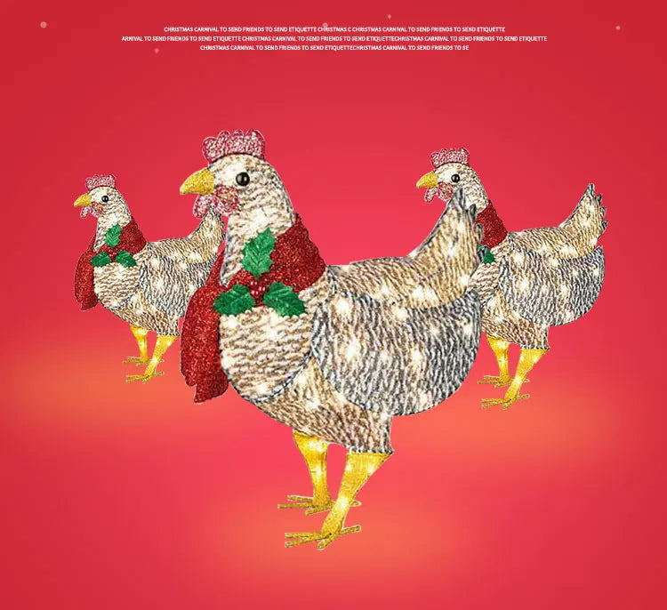 Courtyard Christmas Led Solar Night Lights Outside Garden Decoration Ornaments Chicken Hen Glowing Pastoral Chickens Lamps 2024