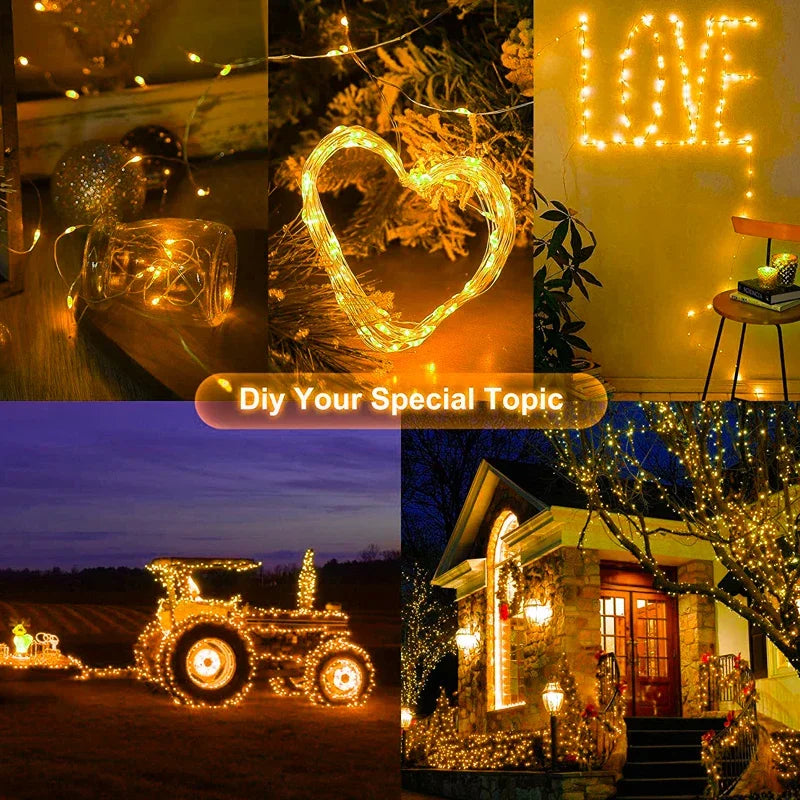 Solar LED String Lights Outdoor Waterproof Festoon Garden Decor Christmas Fairy Garland String Lights