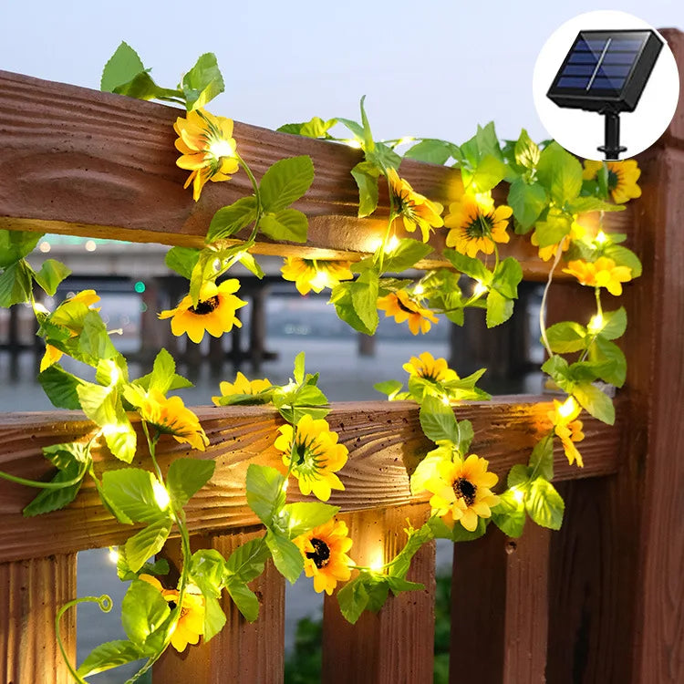 Solar Lights Fairy Sunflower Maple Leaf 10M Waterproof Outdoor Garland Solar Lamp for Garden Decoration Wedding Party Christmas