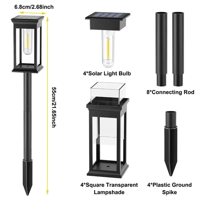 Solar Landscape Pathway Lights Outdoor Waterproof LED Lamps for Yard Garden Driveway Walkway Energy Efficient Night Lighting