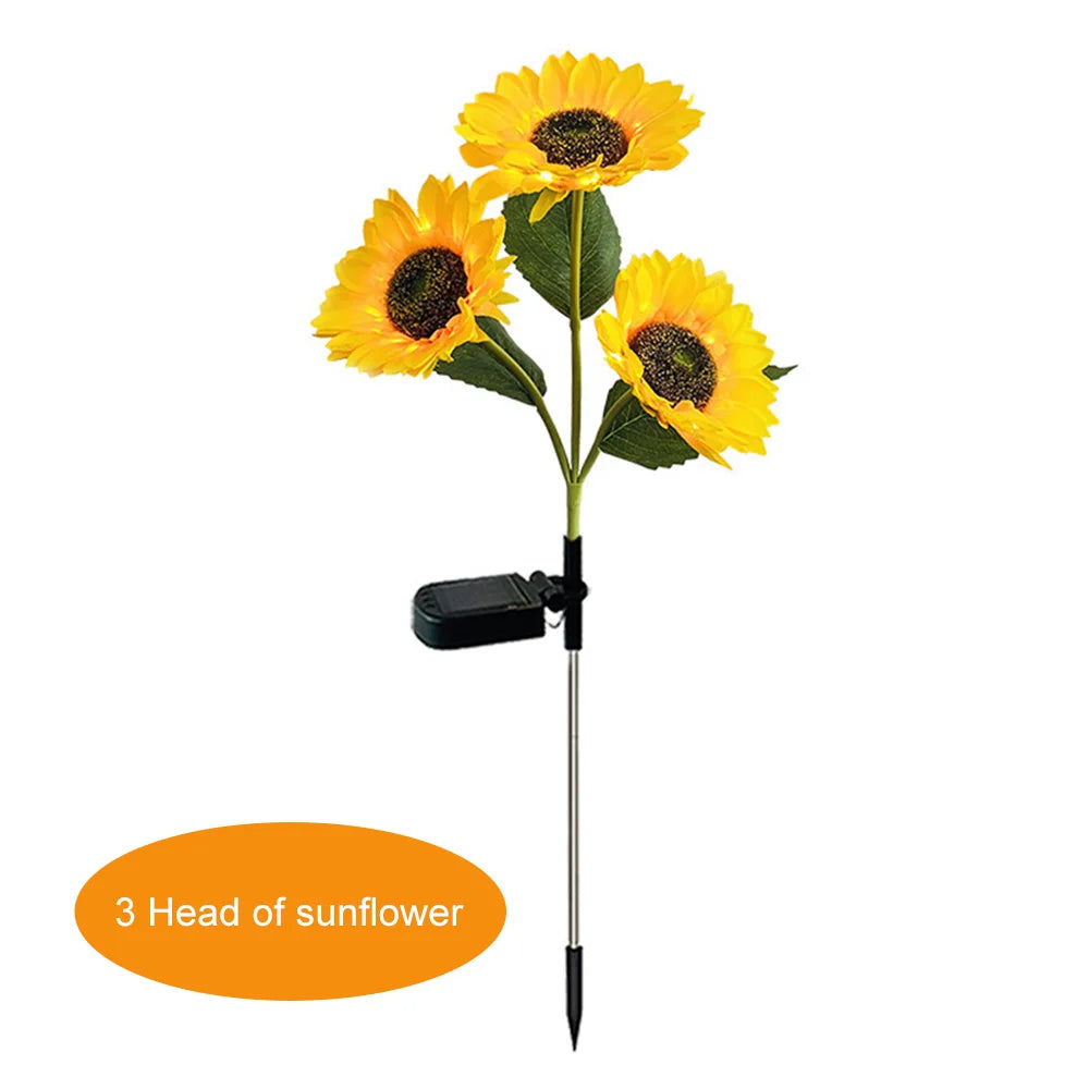 LED Solar Sunflowers Rose Flower Light Home Decorative Flower Lights Garden Decoration Lawn Lamp Waterproof Landscape Rose Light