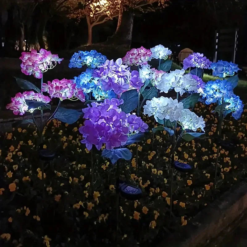 Solar Lights Solar Flowers Lights with 3 Head Hydrangea Flowers Waterproof for Garden Yard Patio Lawn Backyard Pathway Decor