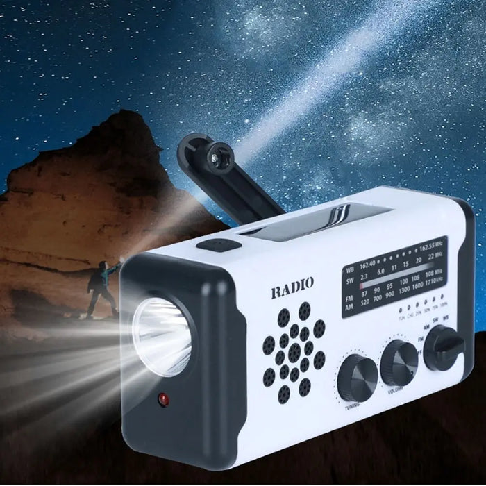 Solar Power Emergency Weather Radio SOS Alarm AM/FM/SW/WB Hand Crank Radio Power Bank USB Charger LED Flashlight Outdoor Camping