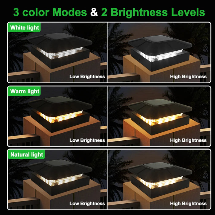 Solar Post Cap Light Outdoor 3 Modes Fence Post Solar Lights Outdoor Waterproof Deck Post Lights Solar Powered For 4x4 Post