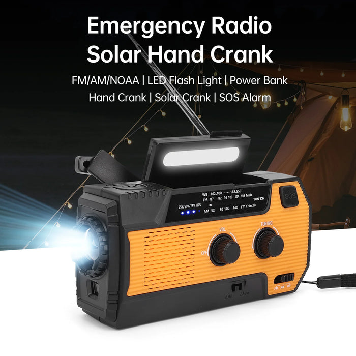 Multi-function Emergency Radio Hand Crank Emergency Radio Solar Crank Portable Outdoor Radio US Plug with SOS Alarm
