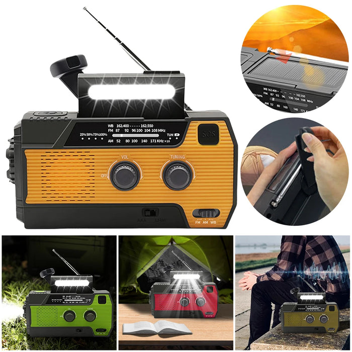 Emergency Hand Crank Radio Solar Powered Radio with Flashlight Reading Lamp SOS Alarm AM/FM/WB/NOAA Weather Radio Portable Radio