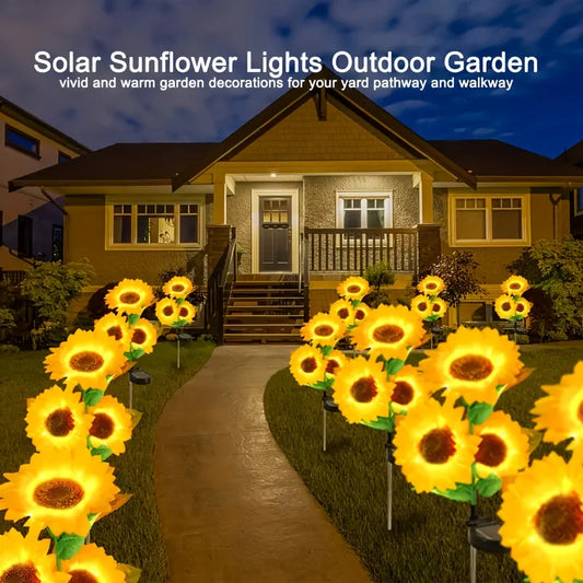 Solar Sunflower Garden Lights Waterproof LED Outdoor Artificial Flower Lamp Auto on/Off Patio Lawn Wedding Christmas Decorations