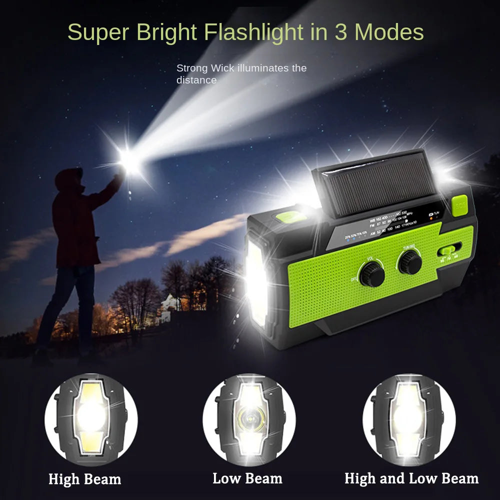 AM/FM Radio Portable Emergency Radio Solar Hand Crank Weather Radio USB Charging SOS Alarm LED Flashlight Power Bank Wholesale
