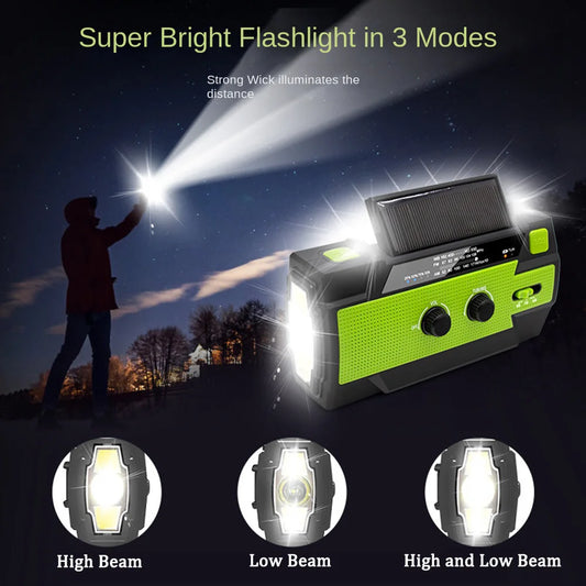 AM/FM Radio Portable Emergency Radio Solar Hand Crank Weather Radio USB Charging SOS Alarm LED Flashlight Power Bank Wholesale