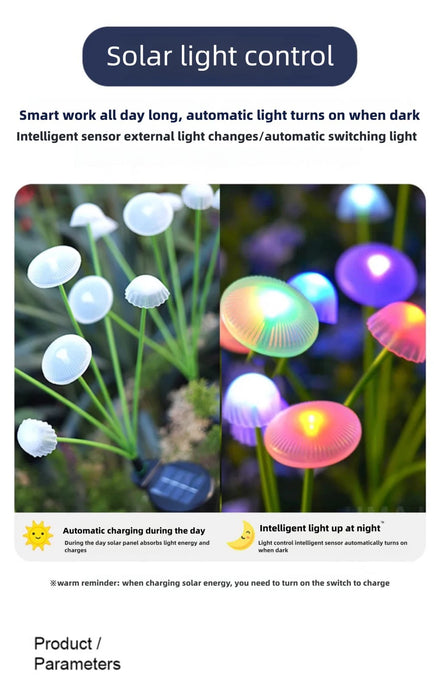 1/2/3/4PCS LED Solar Outdoor Jellyfish Swaying Lights Waterproof Garden RGB Mushroom Lawns Lamp for Patio Yard Garden Decoration
