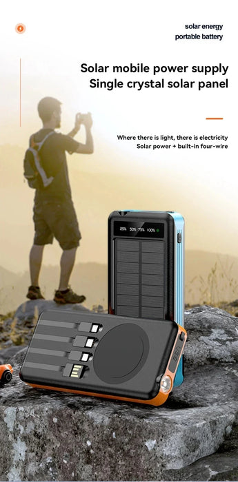 OnePlus Solar Power Bank Waterproof Outdoor Camping Portable Folding Solar Panels USB Output Sun Power For iPhone Real Capacity