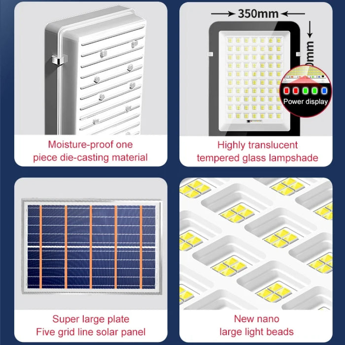 Super Bright Solar Street Light Outdoor IP67 Waterproof 3000mAh Auto on/Off Garden Lighting for Home Pathway Dusk To Dawn