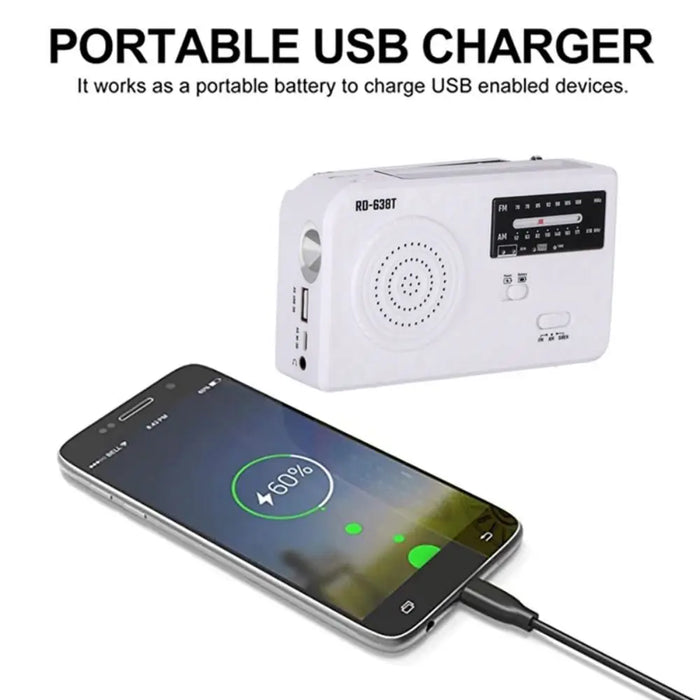 LED Solar Hand Crank Radio Solar Power USB Charger AM FM Radio SOS Alarm Auto Scan AM/FM Emergency Flash Light Outdoor Camping