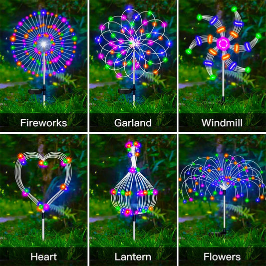 Solar LED Pathway Lights Outdoor Waterproof Garden Decor Firework Fairy Solar Lawn Lamp For Patio Walkway Yard