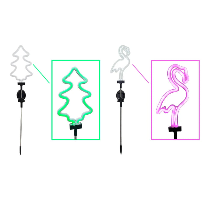 Neon Solar Garden Light Waterproof Landscape Courtyard Lamp Christmas Tree Flamingo Neon Lights Christmas Party Decor Supplies