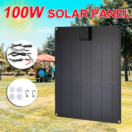 50W/100W Portable Solar Panel USB Outdoor Mobile Power DIY Travel Cell Phone Charger Car Yacht 12V18V Battery Pack Power Panel