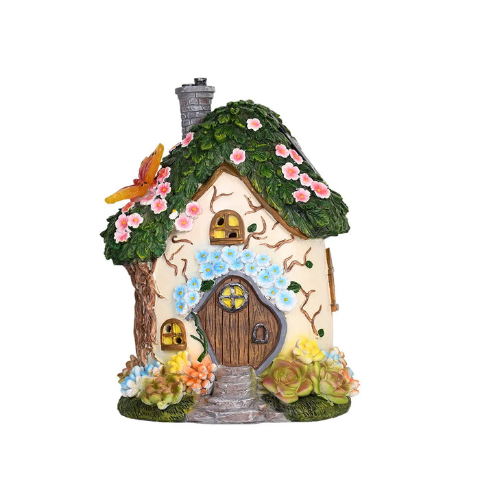 Solar Resin Cabin Christmas Outdoor Courtyard Garden Decoration Led Nightlight Fairy Tale Atmosphere Creative Ornament