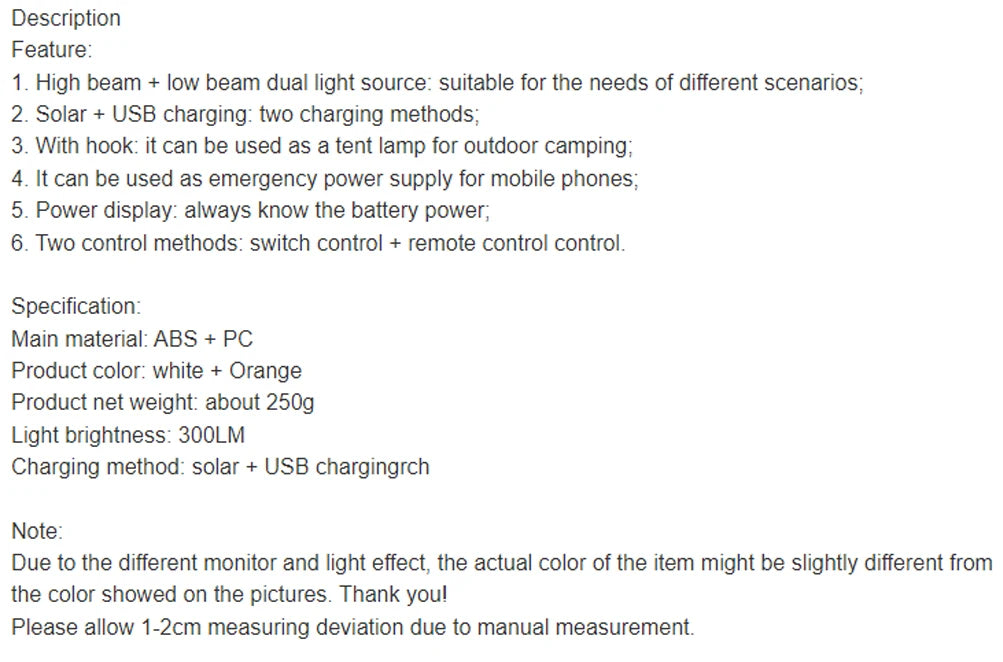 Solar Light Bulb Camping light LED Solar USB Rechargeable 5Lighting Modes Flashlight Tent Hanging Bulb for Outdoor Emergency ﻿