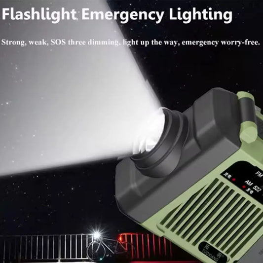 With Flashlight Solar Power Emergency Radio SOS Alarm Reading Light Hand Crank Radio Multifunctional Power Bank AM/FM Radio