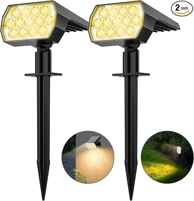 Solar Spot Lights Outdoor52 LED 3 Modes Solar Landscape Spotlights IP65 Waterproof Wall Lights for Walkway Yard Garden