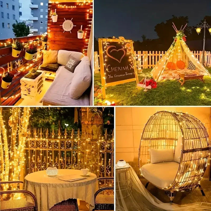 LED Solar Light String 8 Functions Outdoor Waterproof Lawn Starry Sky Christmas Garden Courtyard Decoration Atmosphere Lights