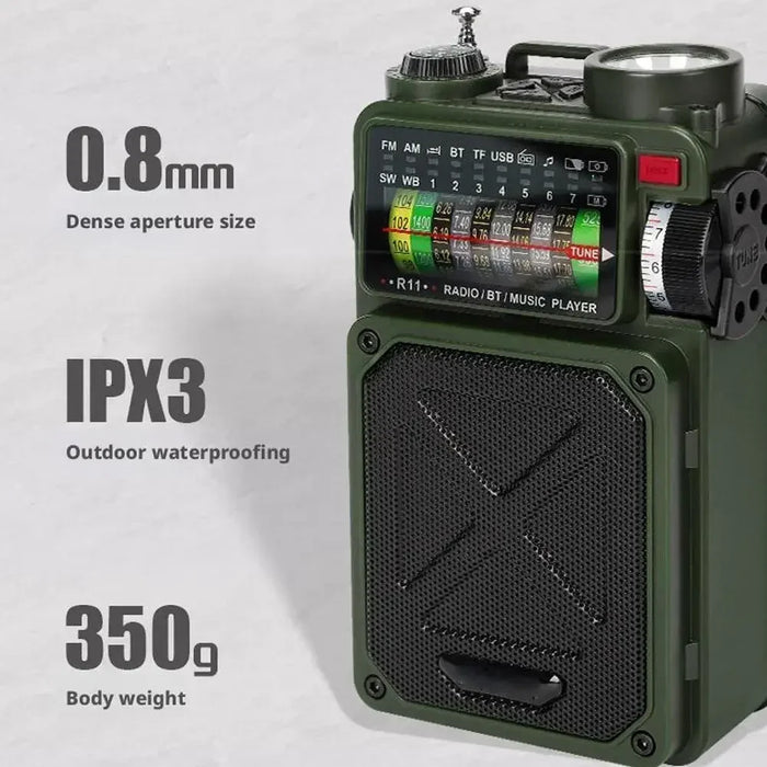 Hand-operated Emergency Solar Bluetooth Outdoor Camping Alarm Radio Multi-band Earthquake Prevention Solar Radio With Flashlight