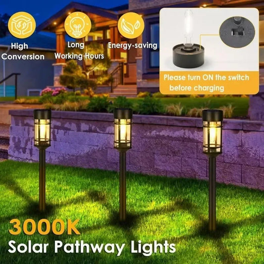 1pcs Solar Pathway Lights LED Solar Light Outdoor Waterproof Glass Solar Garden Light Landscape Lighting for Yard Lawn Walkway