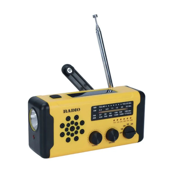 Solar Power Emergency Weather Radio SOS Alarm AM/FM/SW/WB Hand Crank Radio Power Bank USB Charger LED Flashlight Outdoor Camping