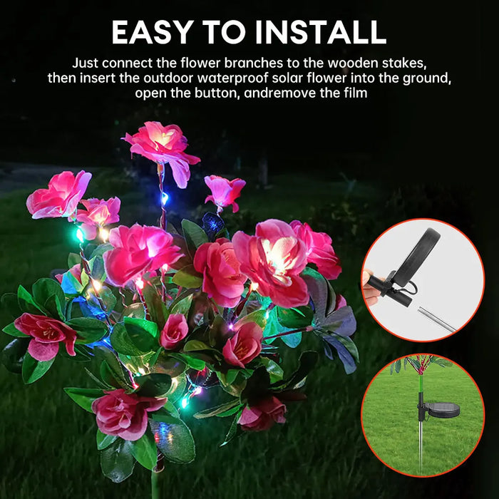 Solar Azalea Flower Lights Waterproof Garden Light Outdoor Pathway Lights Yard Lawn Patio Decorative Lamp Solar Landscape Light