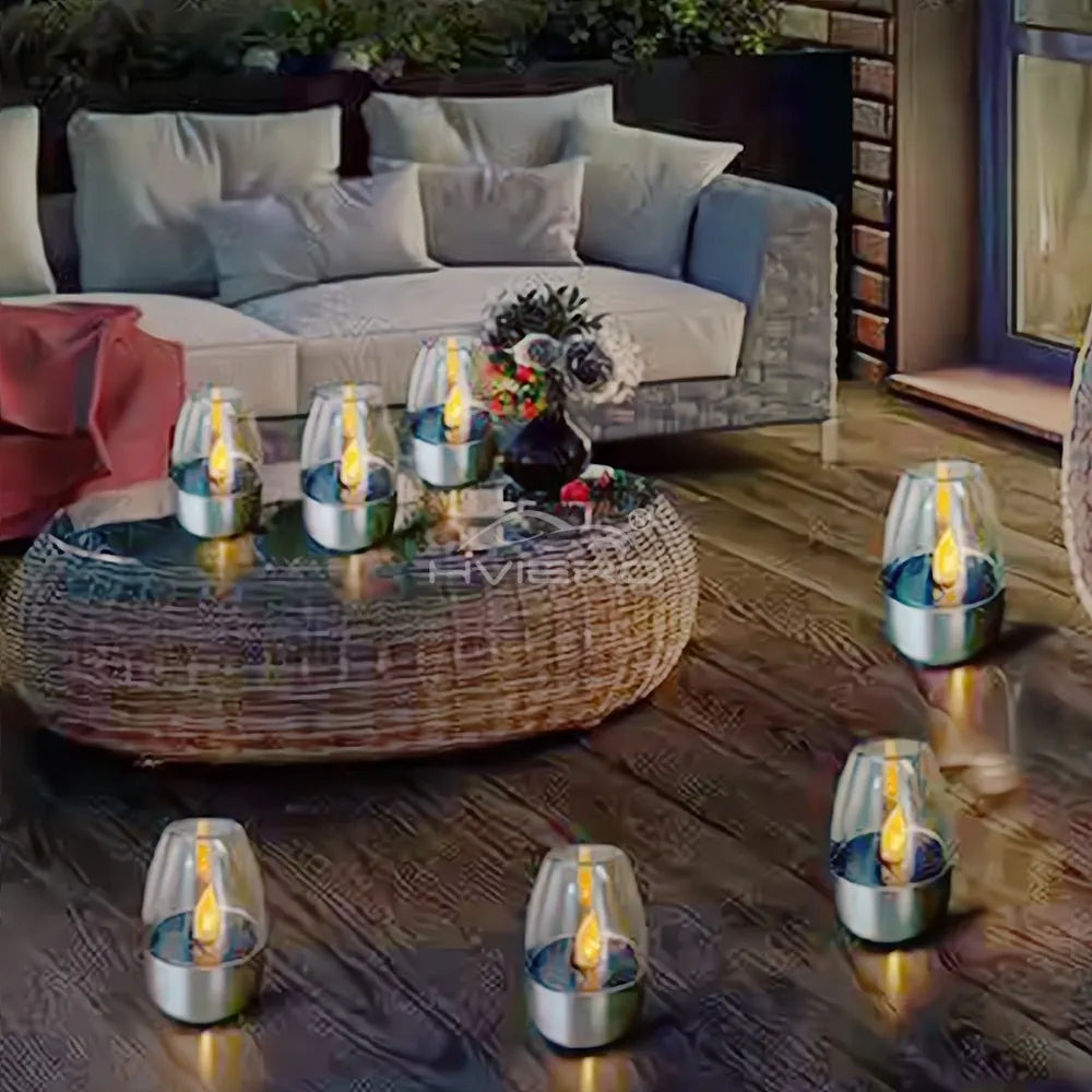 Solar LED Lights Stainless Steel Candle Outdoor Courtyard Lamp Decorative Atmosphere Halloween Candlelight Dinner Night lights