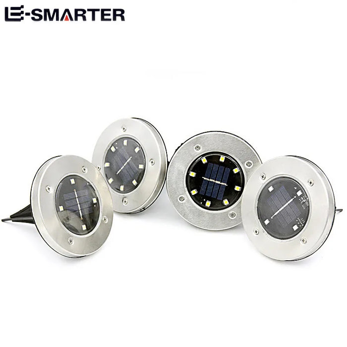 4PCS Solar LED Floor Lamp 4LED/8LED Outdoor Lawn Light Waterproof Underground Lamps for Lawn Decoration Garden Terrace Courtyard