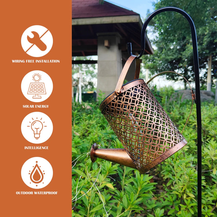 Solar Garden Lights Outdoor Hanging Watering Can Lantern Retro LED Solar Lights Patio Yard Lawn Walkway Terrace Decorations