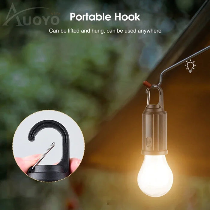 Outdoor solar camping lights, decorative light bulbs, charging hooks, retro tent lights, atmosphere lights for campsites tungste