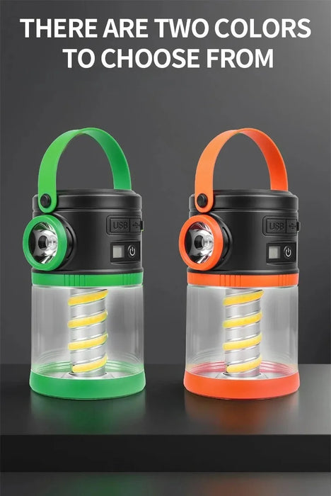 Solar Powered Camping Lamp Portable Flashlight Double Light Emergency Lights USB Charge Waterproof for Outdoor Hiking Tent