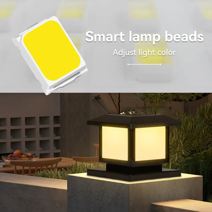 LED Solar Light Pillar  waterproof Solar Lantern Lights Outdoor Remote Control For Garden Decoration Fence Pathway Decor Lamp