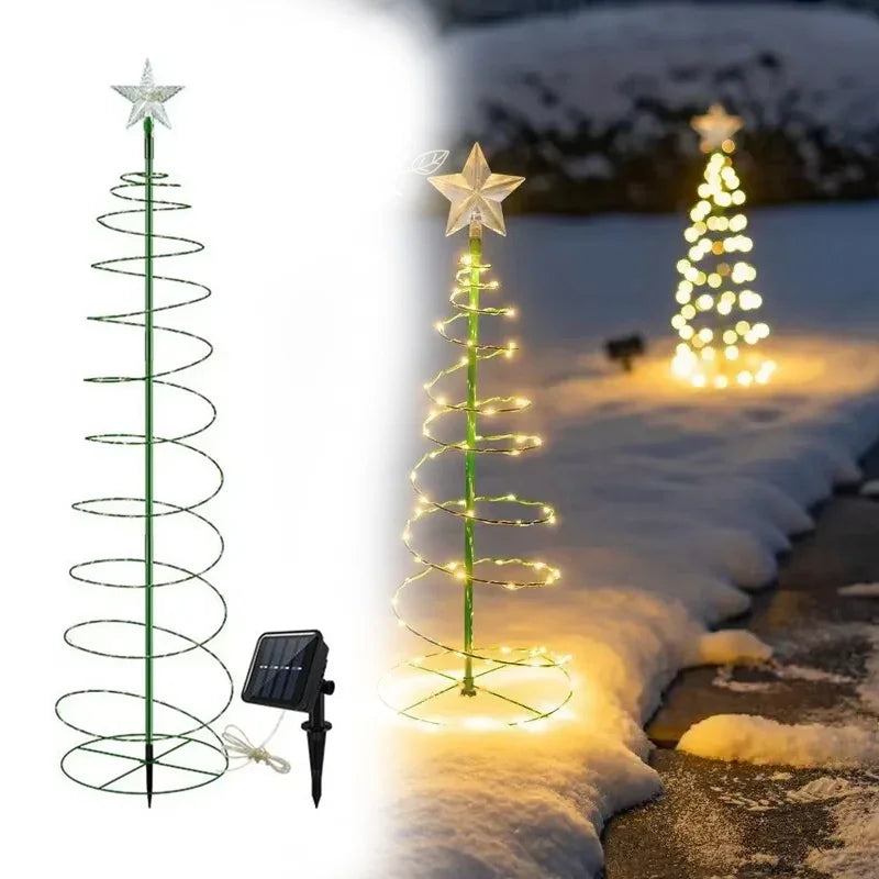 LED Solar Christmas Lights Garden Lights Folded Christmas Tree Lamp Decorations Outdoor Solar Light Christmas Decoration