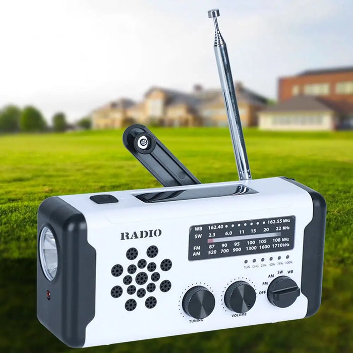 Solar Power Emergency Weather Radio SOS Alarm AM/FM/SW/WB Hand Crank Radio Power Bank USB Charger LED Flashlight Outdoor Camping