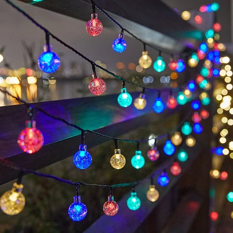 Solar Light String Festoon LED Bubble Ball Outdoor Fairy Solar Garland Lamp Wedding Party Holiday Balcony Christmas Decoration