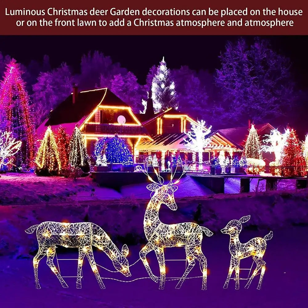 Lighted Christmas Reindeer Water Resistant Solar Light Up Decoration For Garden Outdoor Standing Elk Ornament For Yard Lawn