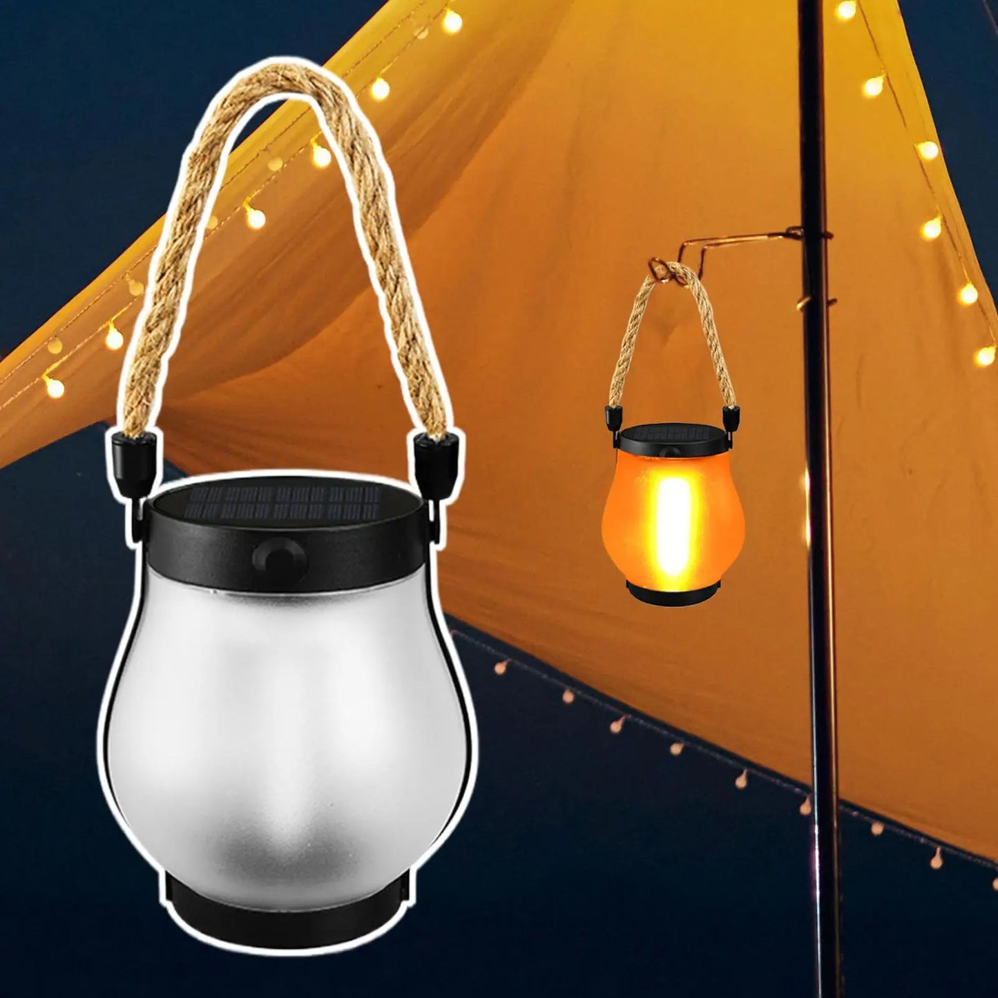 Solar Flame Lights For Camping Tent Solar Powered LED Light Waterproof 2 Modes Adjustable Tent Lantern Yard Decor Lamp for camp
