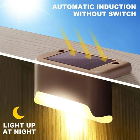 4Pack Solar Deck Lights LED Waterproof Outdoor Solar Powered Warm LED Step Lights for Decks Stairs Patio Yard Garden Decor Fence